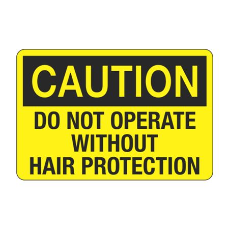 Caution Do Not Operate Without Hair Protection Decal